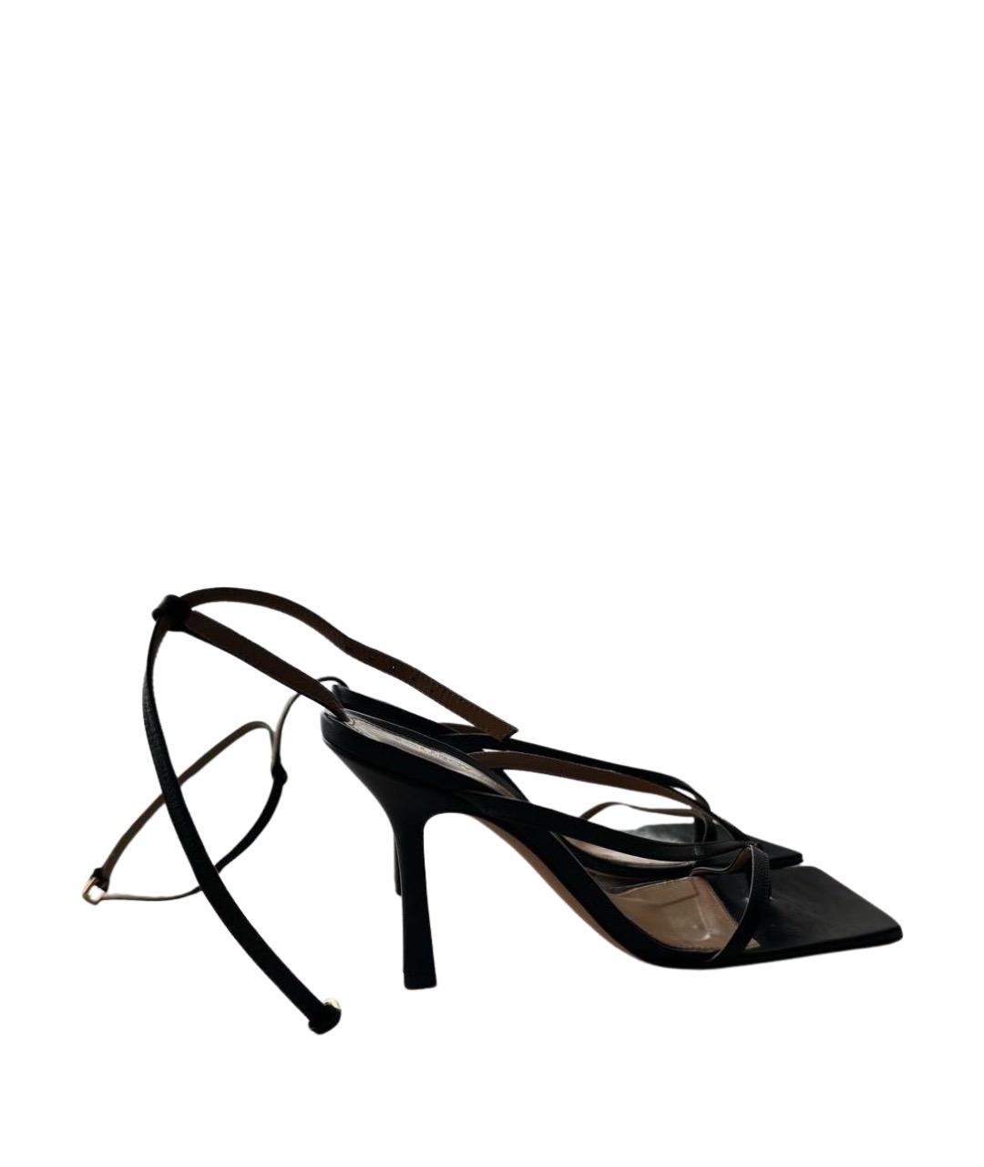 BOTTEGA VENETA Черные кожаные босоножки, фото 1