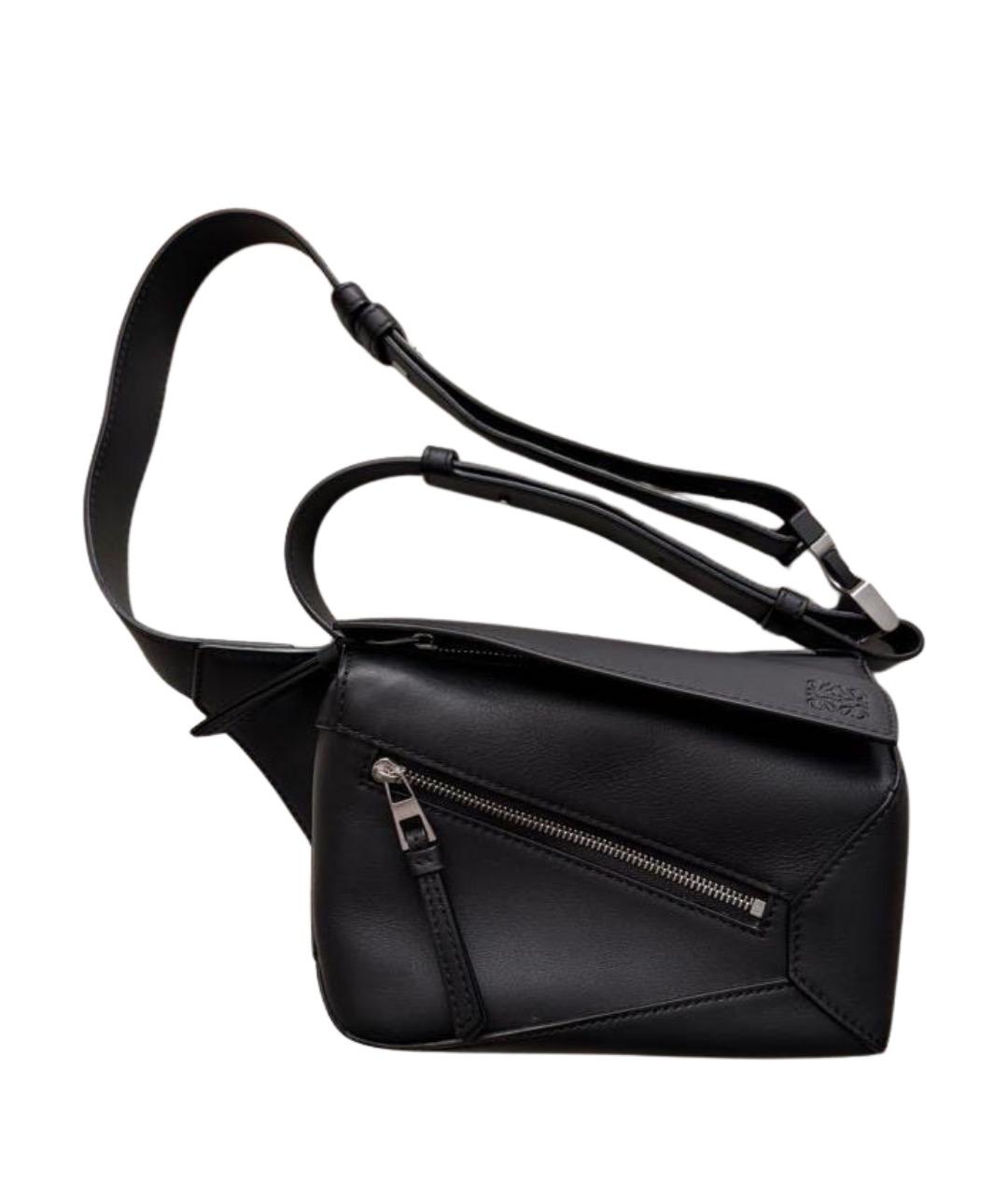 LOEWE Черная кожаная поясная сумка, фото 1