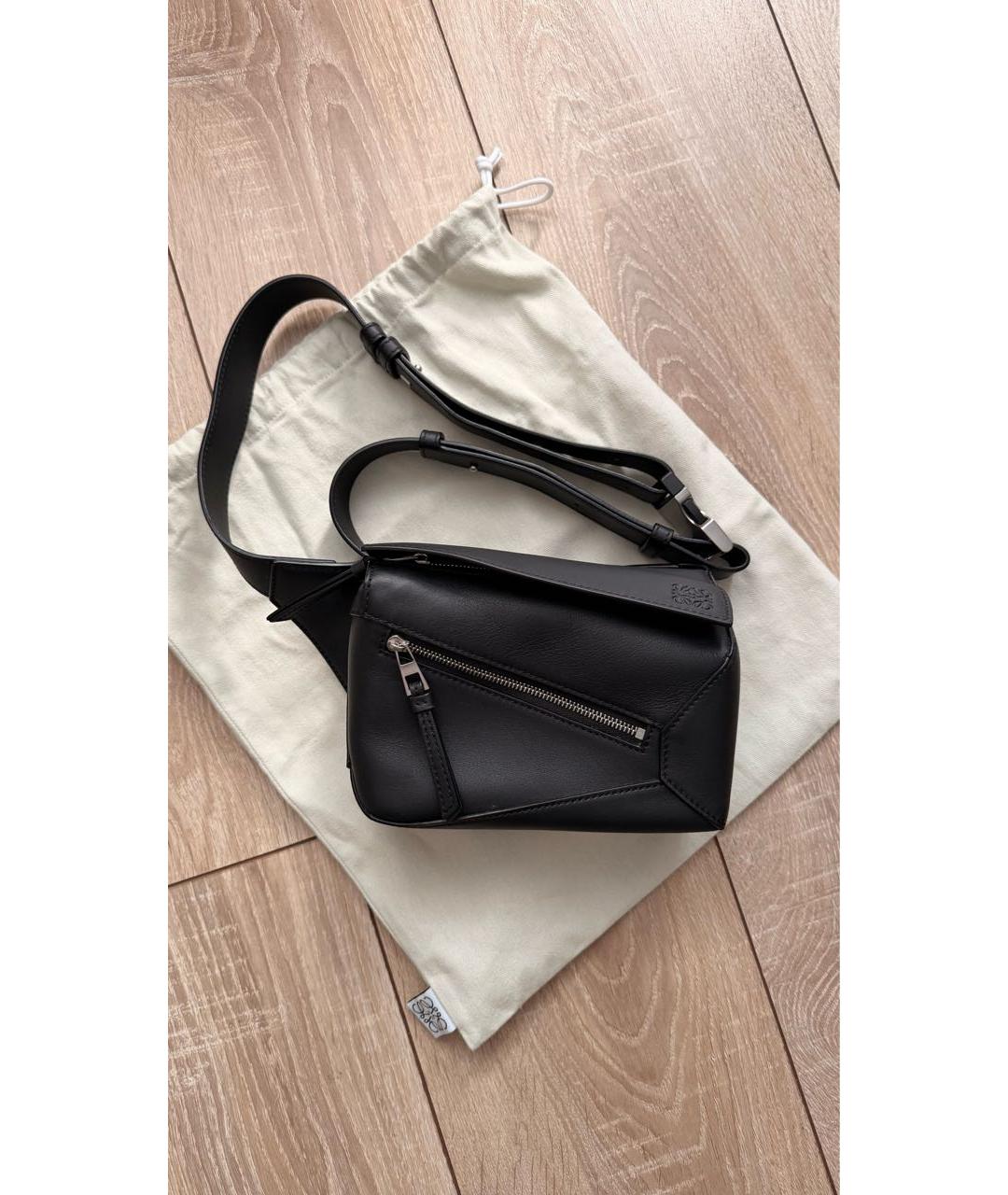 LOEWE Черная кожаная поясная сумка, фото 5