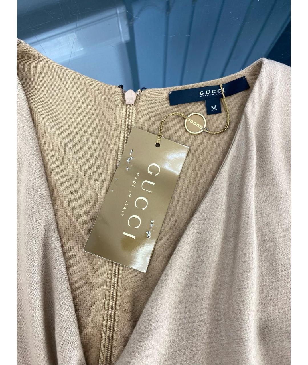 GUCCI Бежевое шерстяное повседневное платье, фото 3