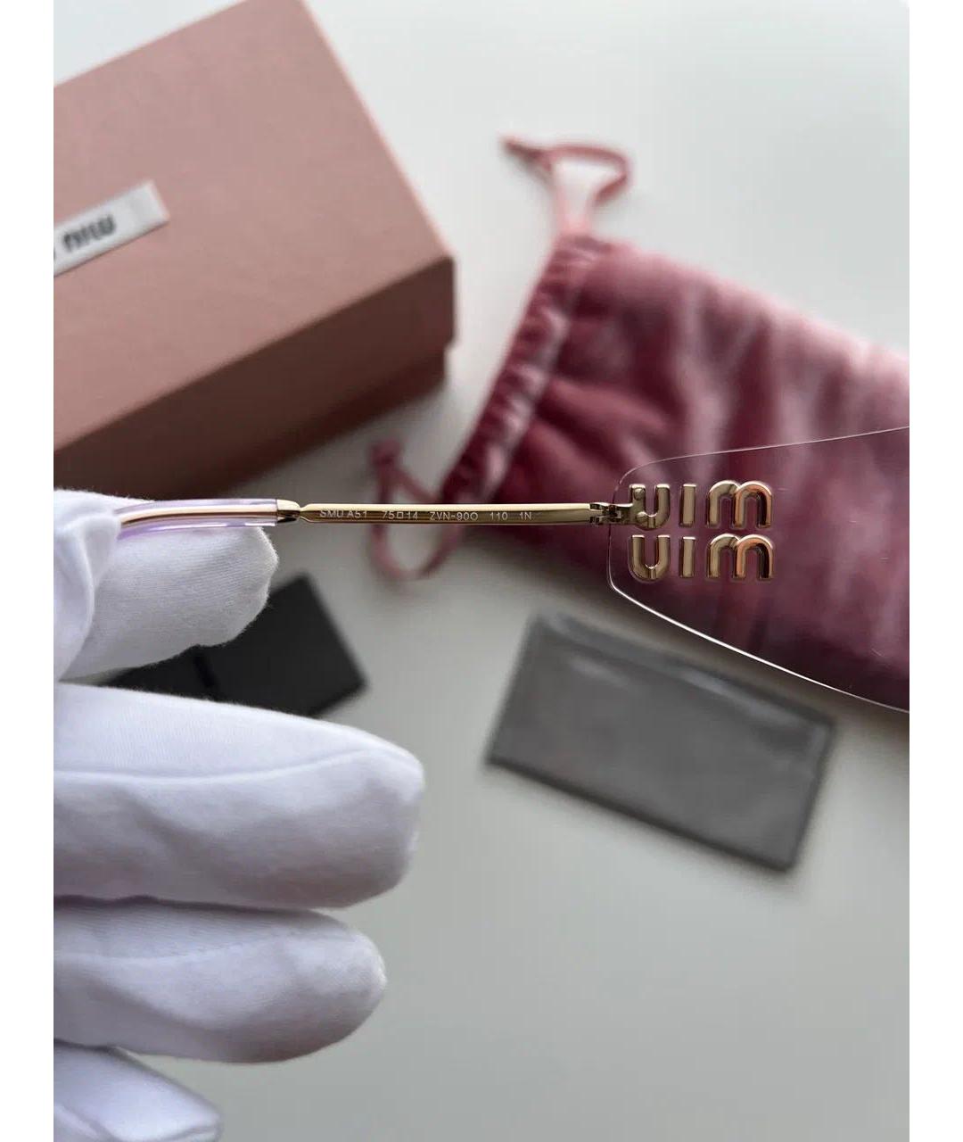 MIU MIU Золотые металлические солнцезащитные очки, фото 3