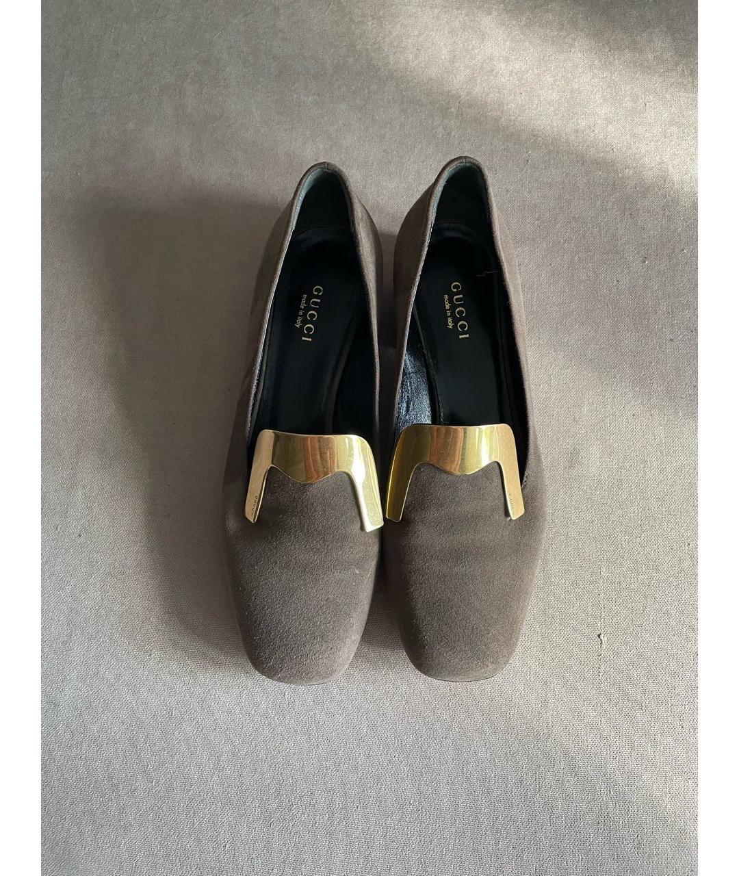 GUCCI Бежевые замшевые туфли, фото 2