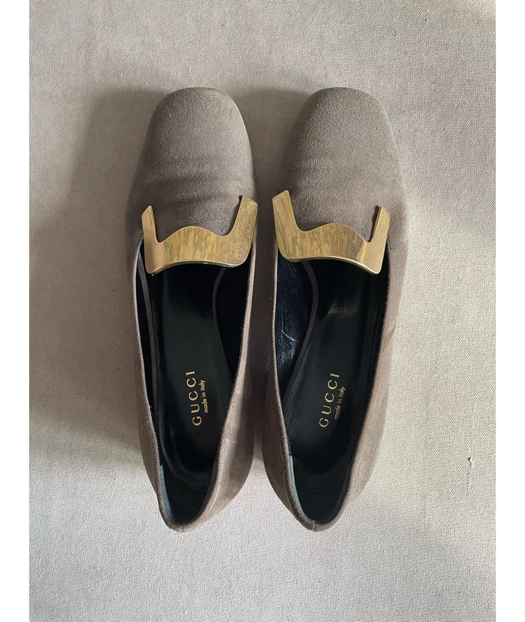 GUCCI Бежевые замшевые туфли, фото 3