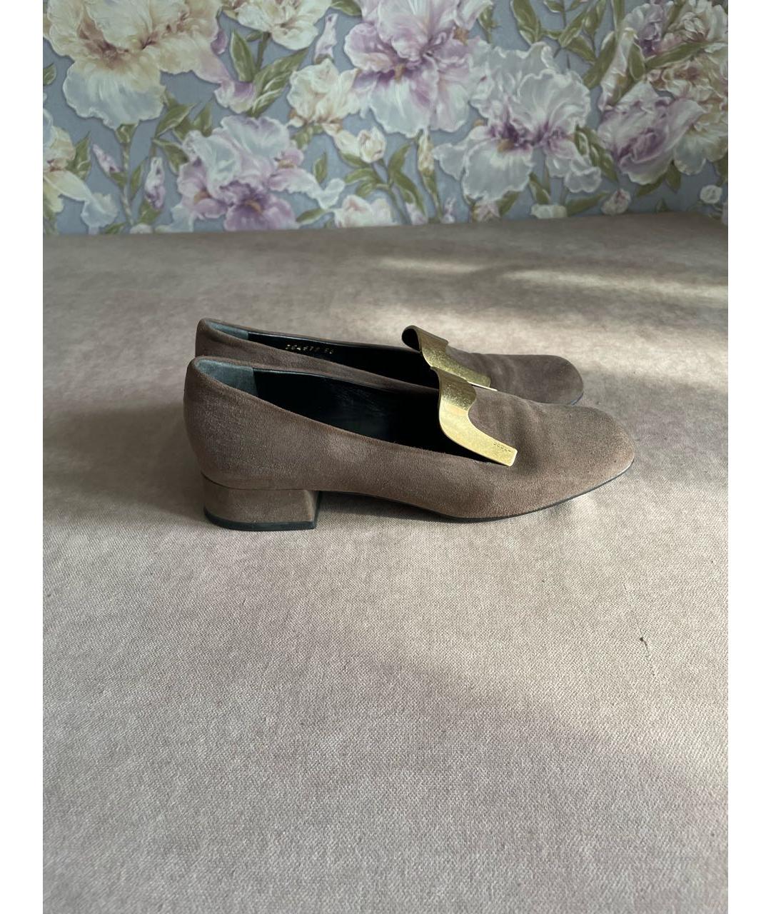 GUCCI Бежевые замшевые туфли, фото 7