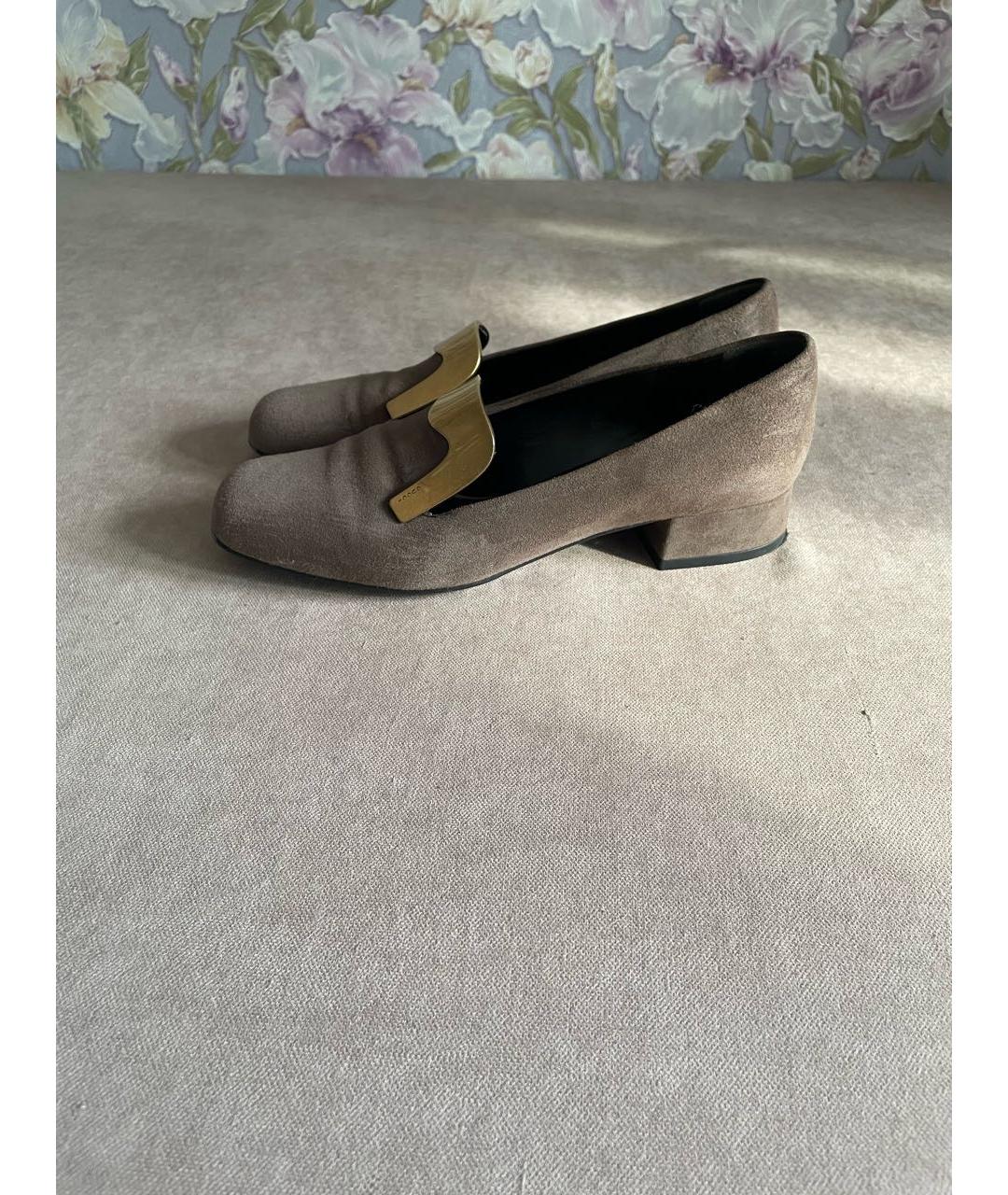 GUCCI Бежевые замшевые туфли, фото 5