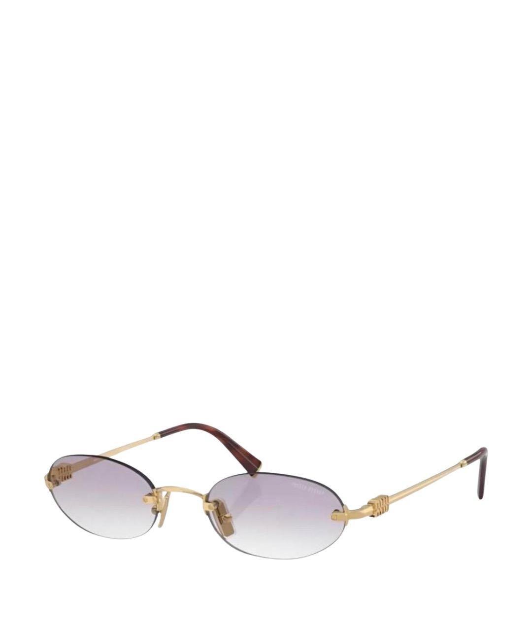 MIU MIU Золотые металлические солнцезащитные очки, фото 1