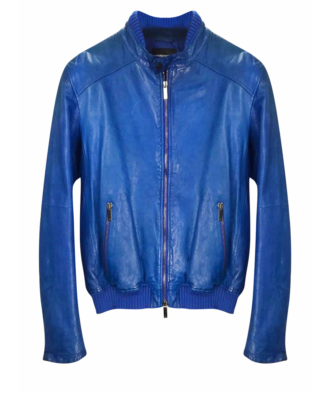 EMPORIO ARMANI Синяя кожаная куртка, фото 1
