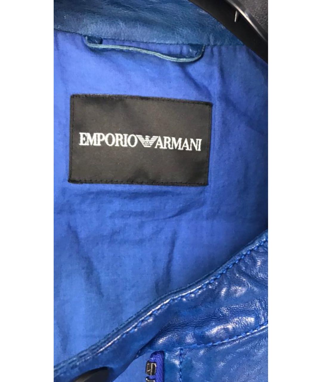 EMPORIO ARMANI Синяя кожаная куртка, фото 4