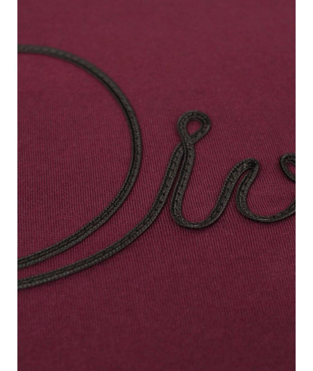 CHRISTIAN DIOR Бордовая хлопковая футболка, фото 5