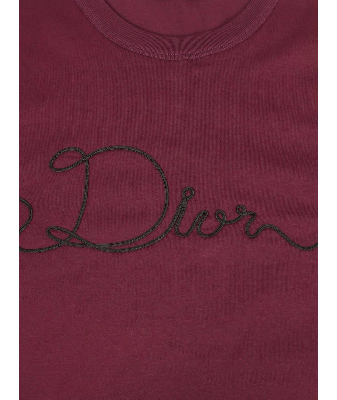 CHRISTIAN DIOR Бордовая хлопковая футболка, фото 3