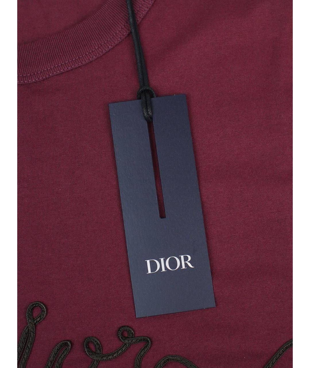 CHRISTIAN DIOR Бордовая хлопковая футболка, фото 6