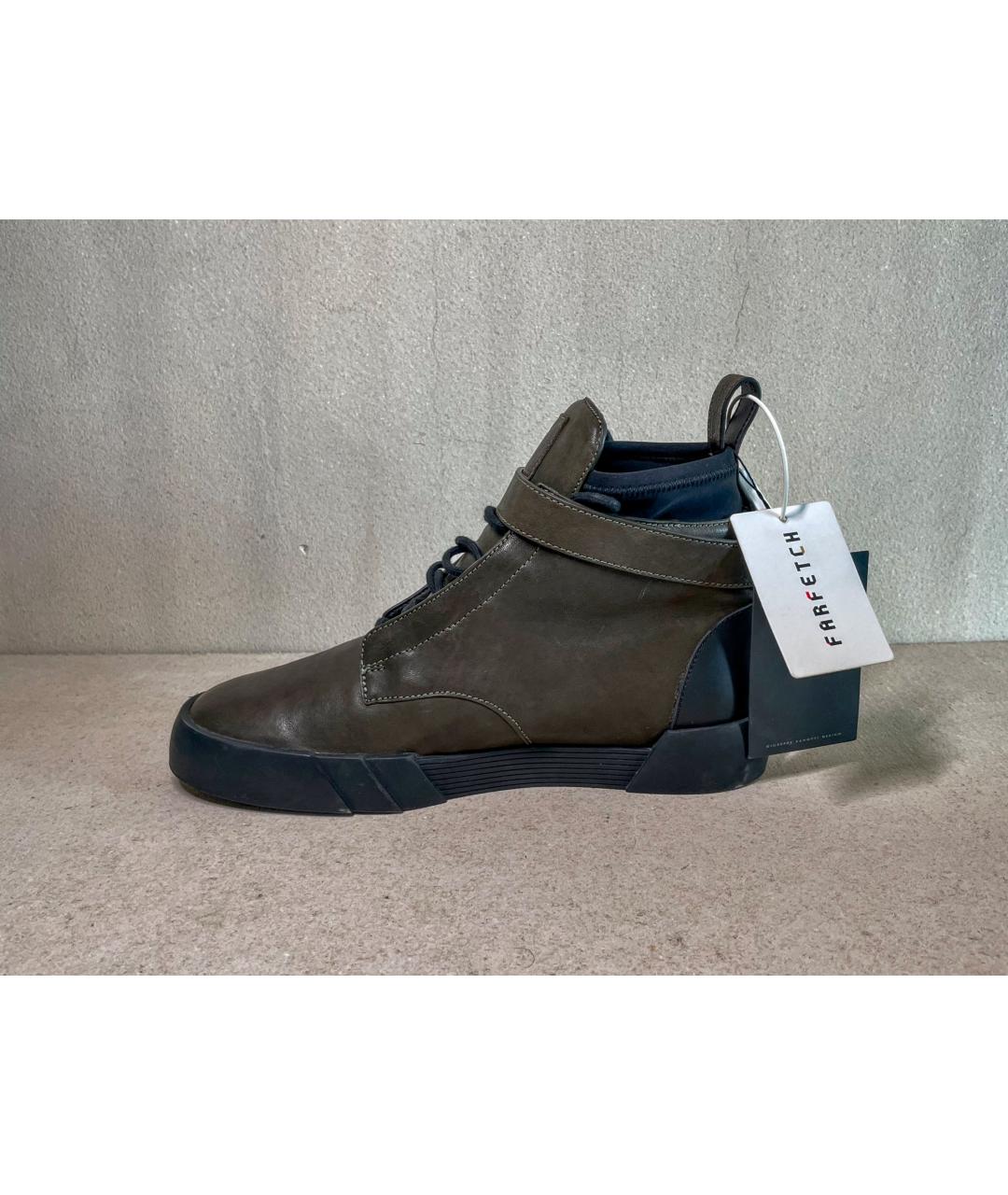 GIUSEPPE ZANOTTI DESIGN Зеленые кожаные высокие кроссовки / кеды, фото 7