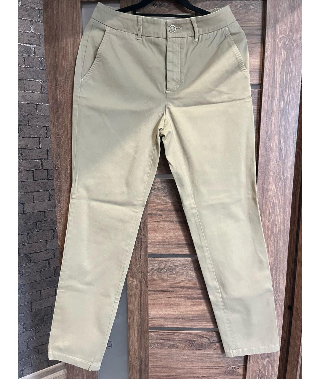 WEEKEND MAX MARA Бежевые хлопко-эластановые брюки узкие, фото 5