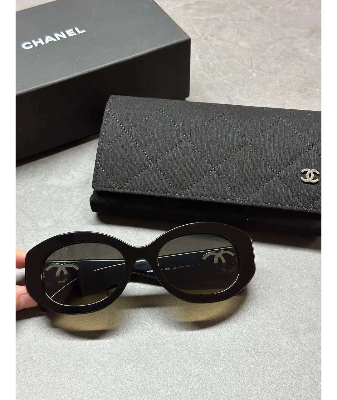 CHANEL Черные пластиковые солнцезащитные очки, фото 5