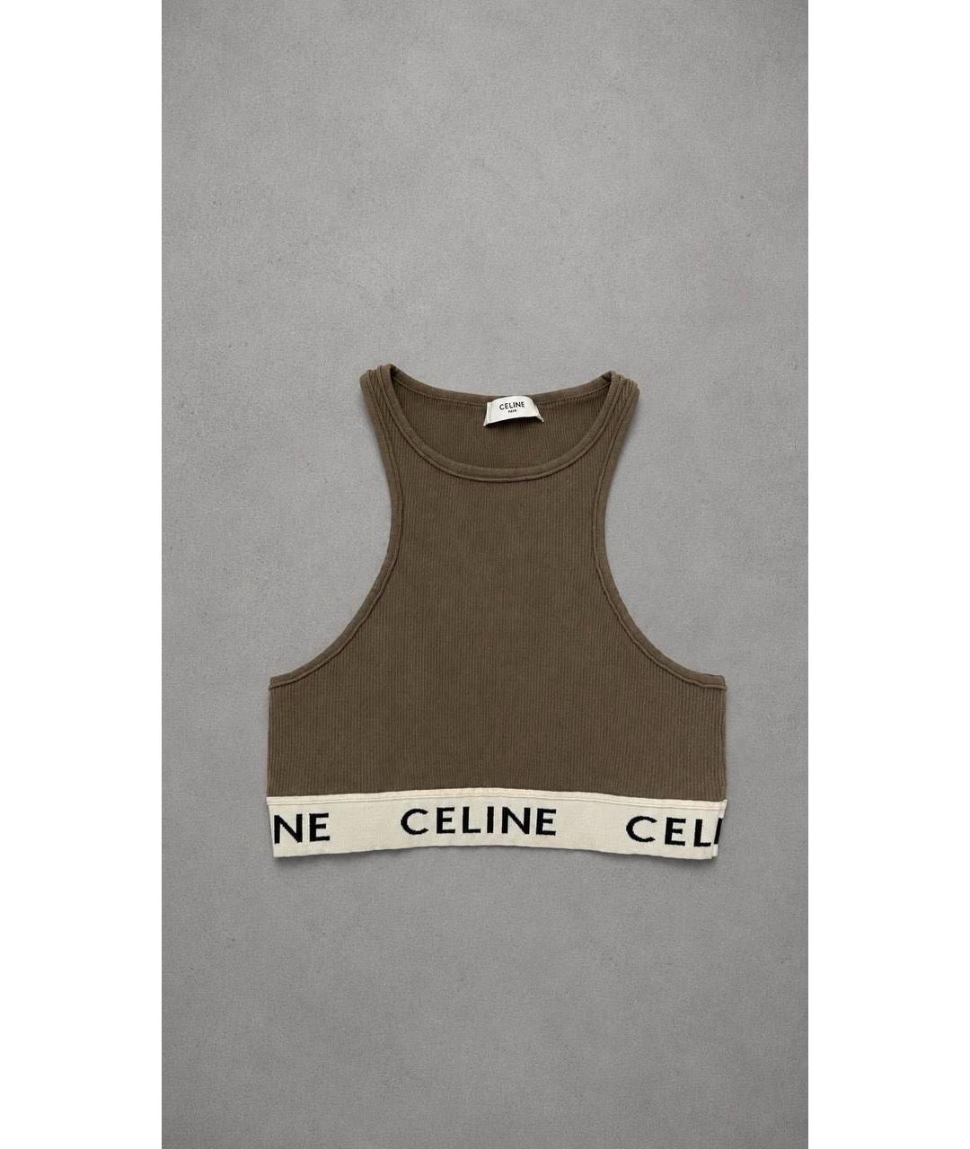 CELINE Коричневая полиэстеровая майка, фото 1