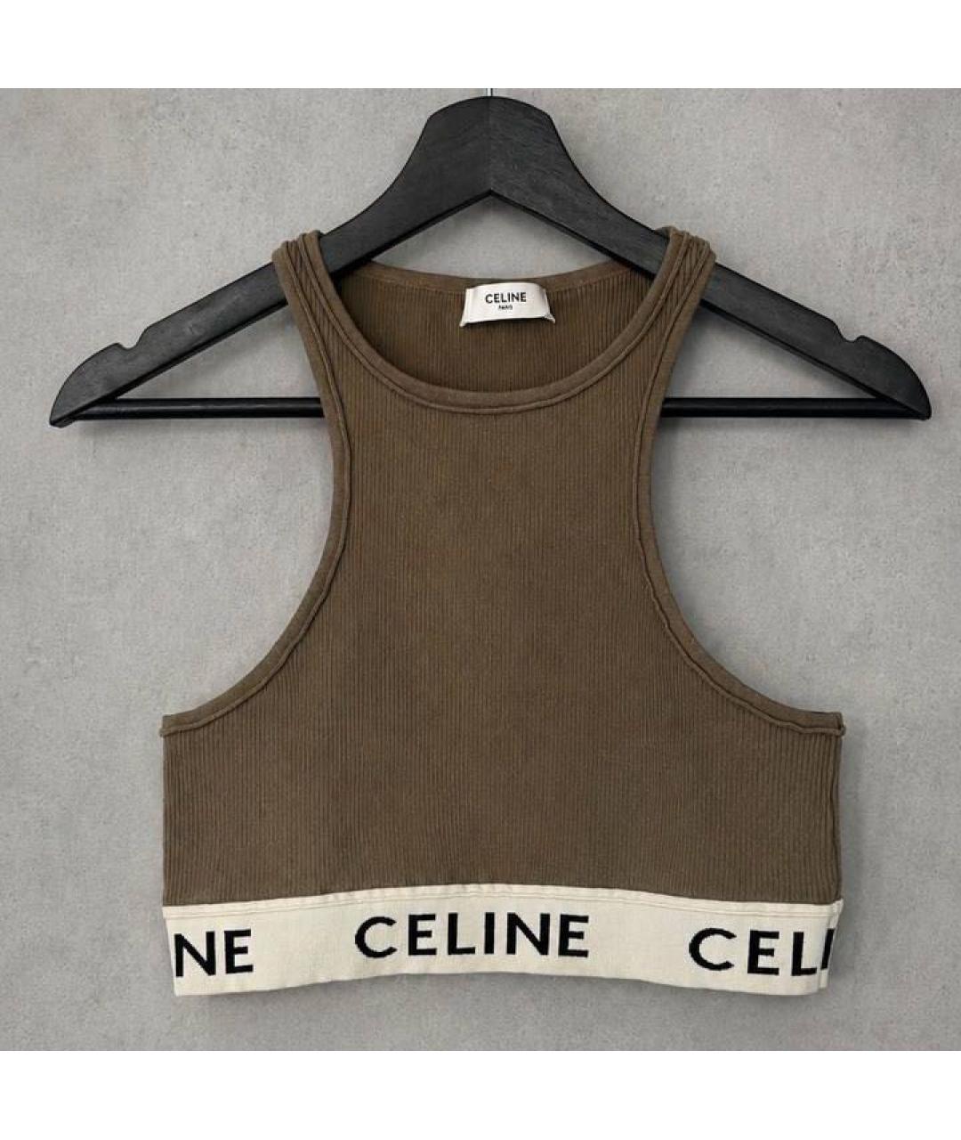 CELINE Коричневая полиэстеровая майка, фото 4