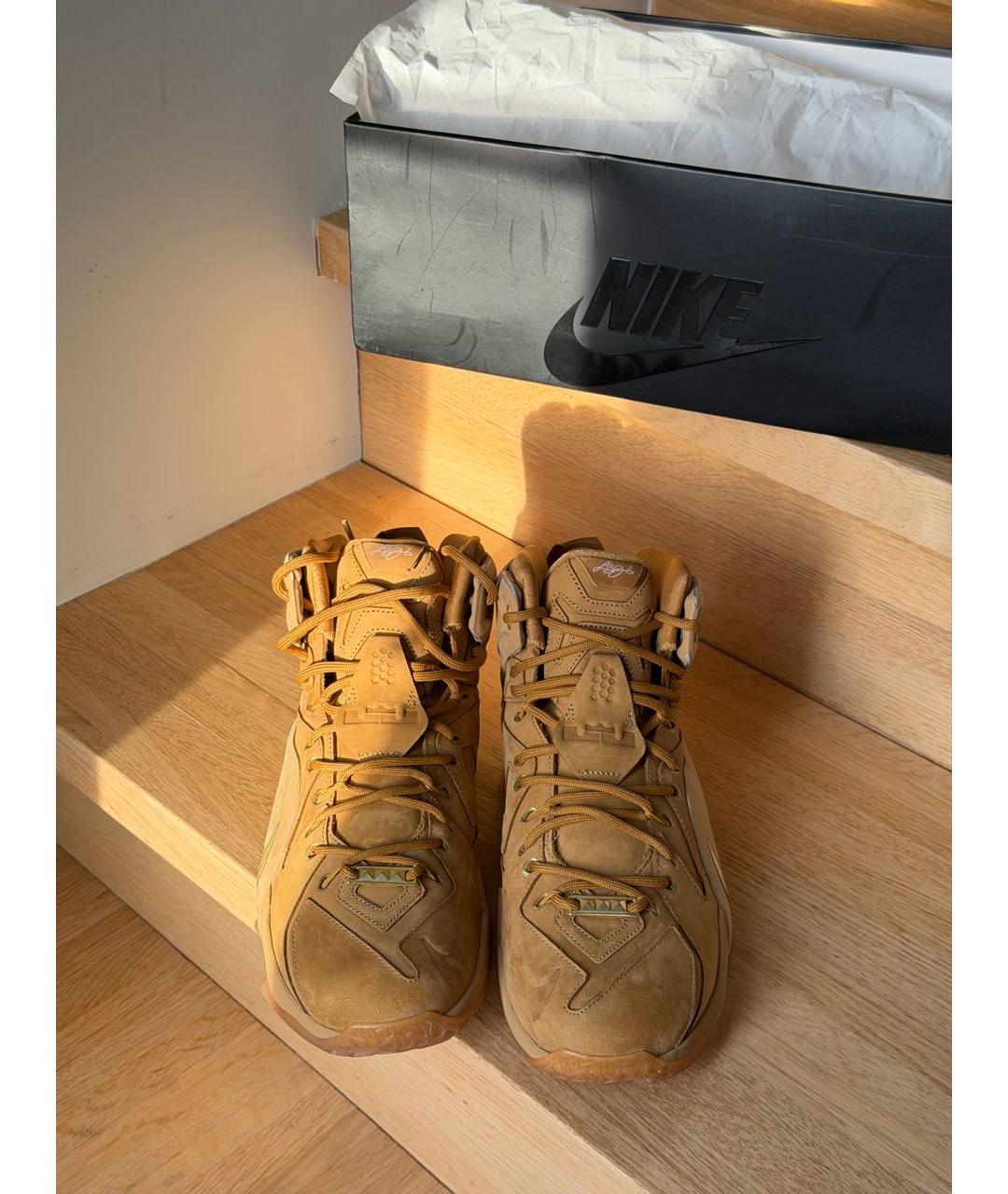 NIKE Горчичные замшевые высокие кроссовки / кеды, фото 2