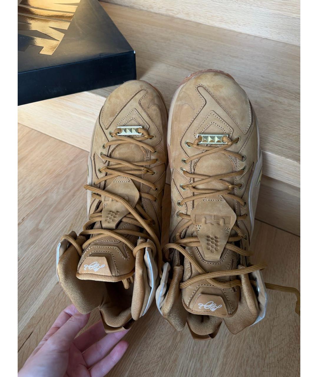 NIKE Горчичные замшевые высокие кроссовки / кеды, фото 3