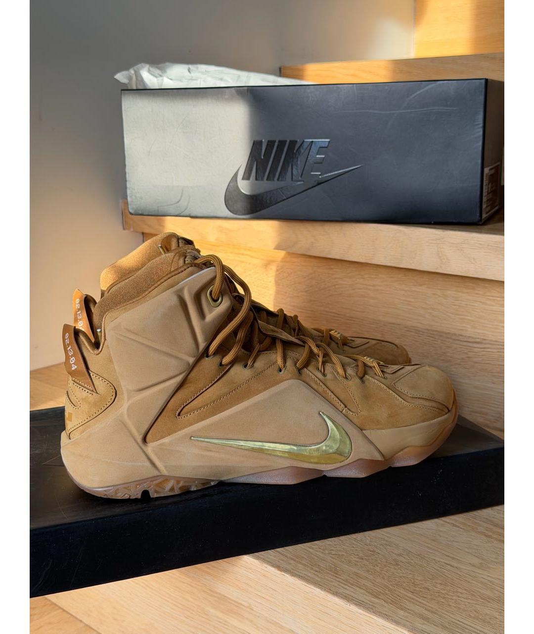 NIKE Горчичные замшевые высокие кроссовки / кеды, фото 9