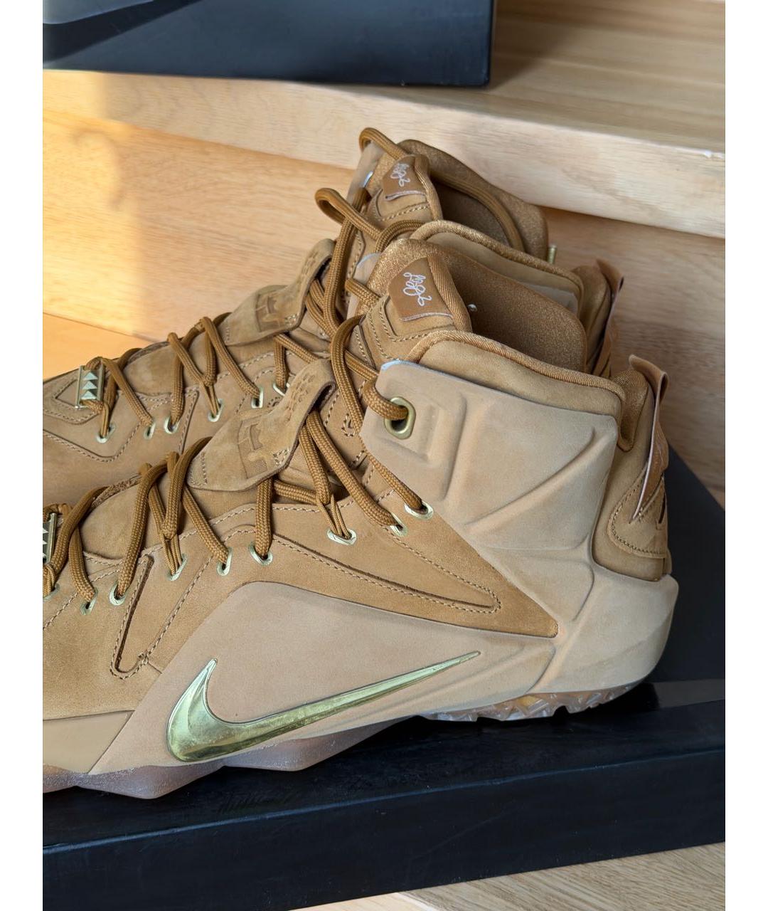 NIKE Горчичные замшевые высокие кроссовки / кеды, фото 6