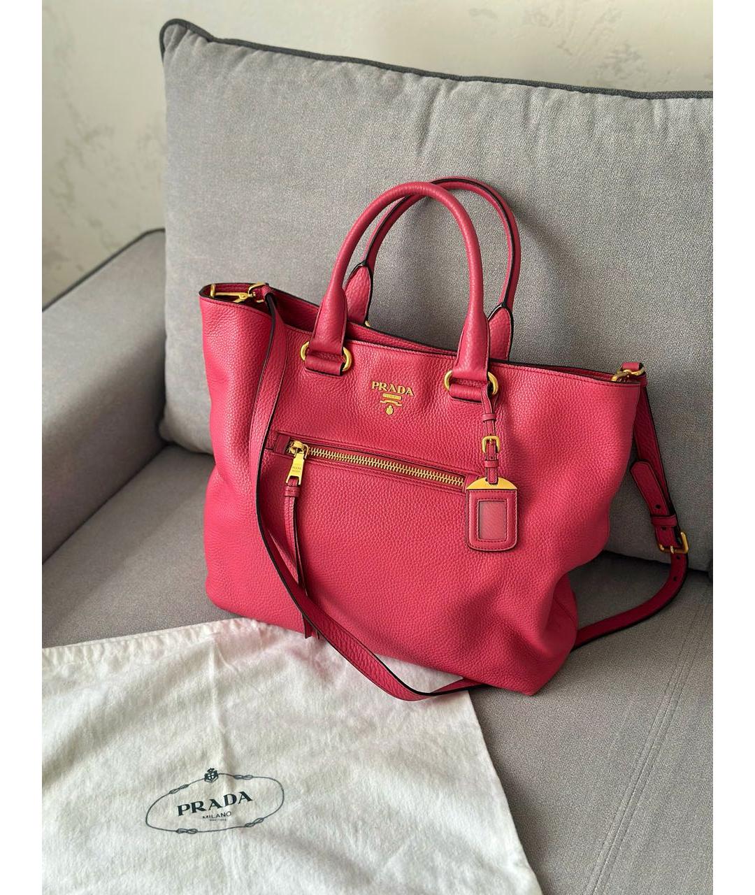 PRADA Розовая кожаная сумка тоут, фото 2