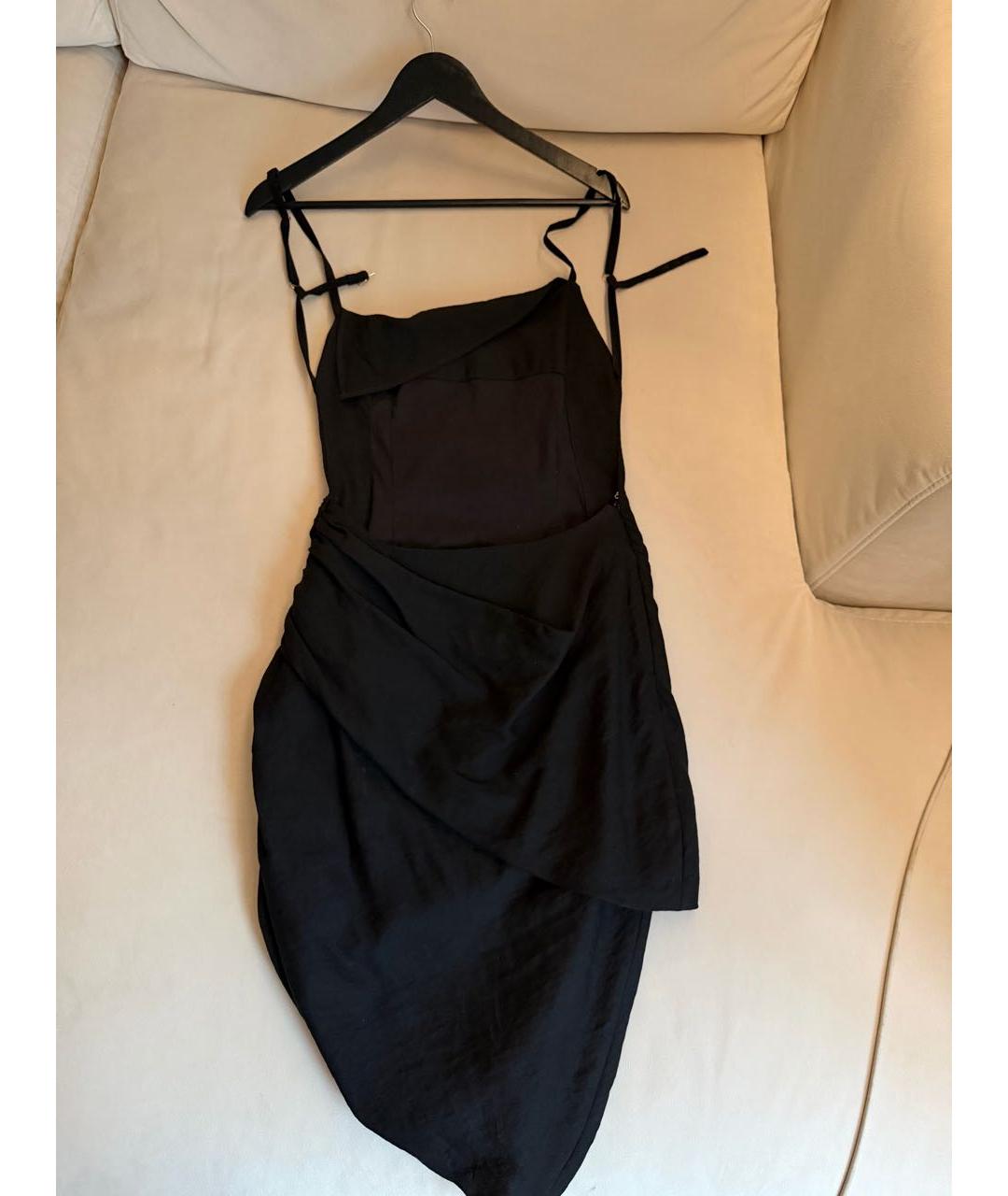 JACQUEMUS Черное хлопковое коктейльное платье, фото 7