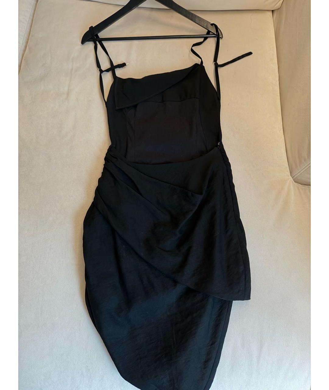JACQUEMUS Черное хлопковое коктейльное платье, фото 6