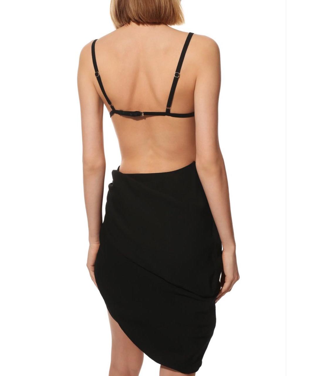 JACQUEMUS Черное хлопковое коктейльное платье, фото 4