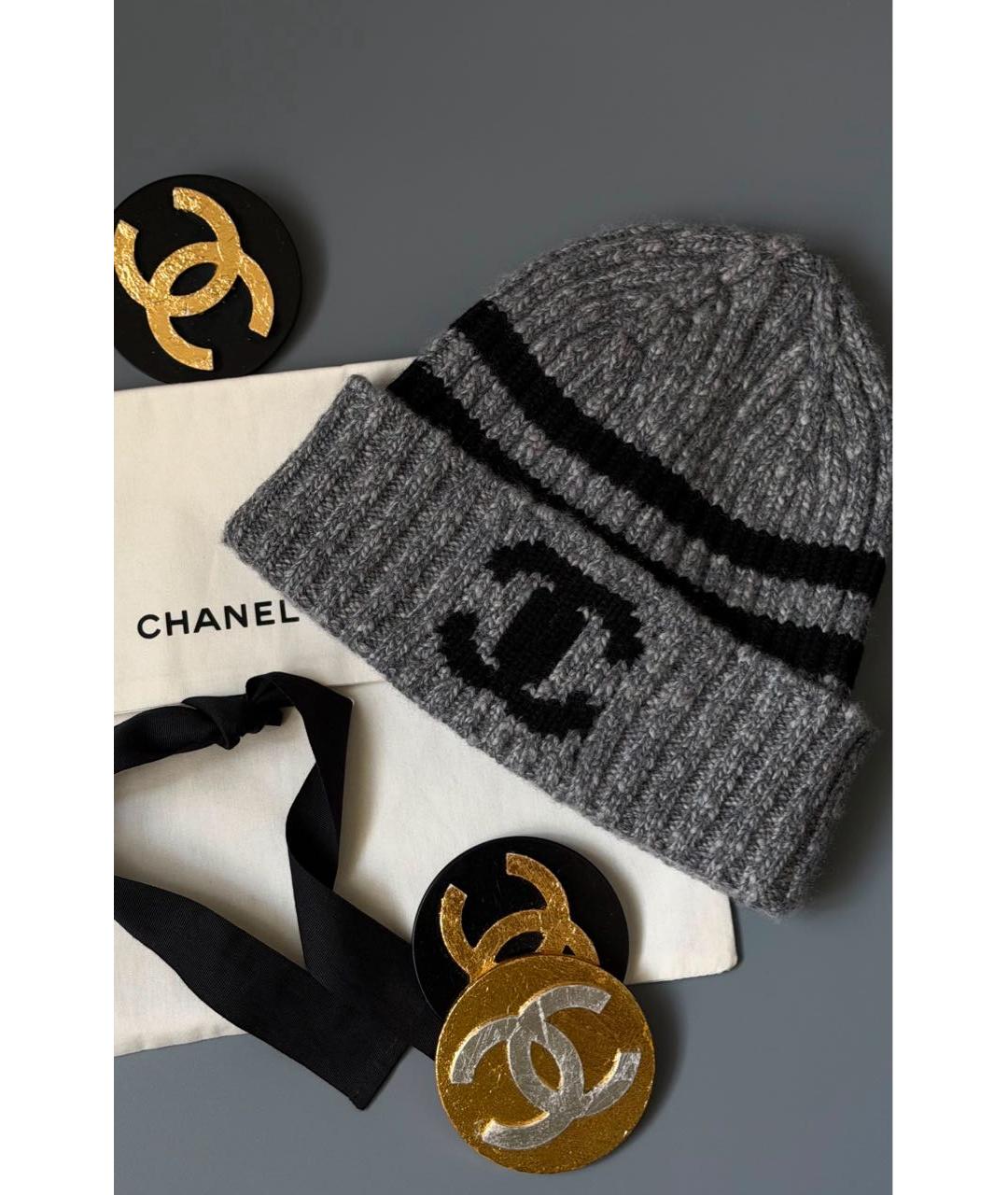 CHANEL Антрацитовая шерстяная шапка, фото 3