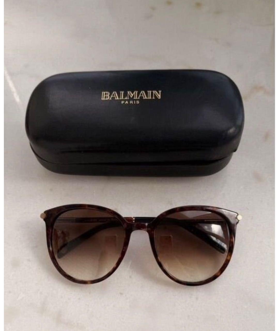 BALMAIN Коричневые пластиковые солнцезащитные очки, фото 9