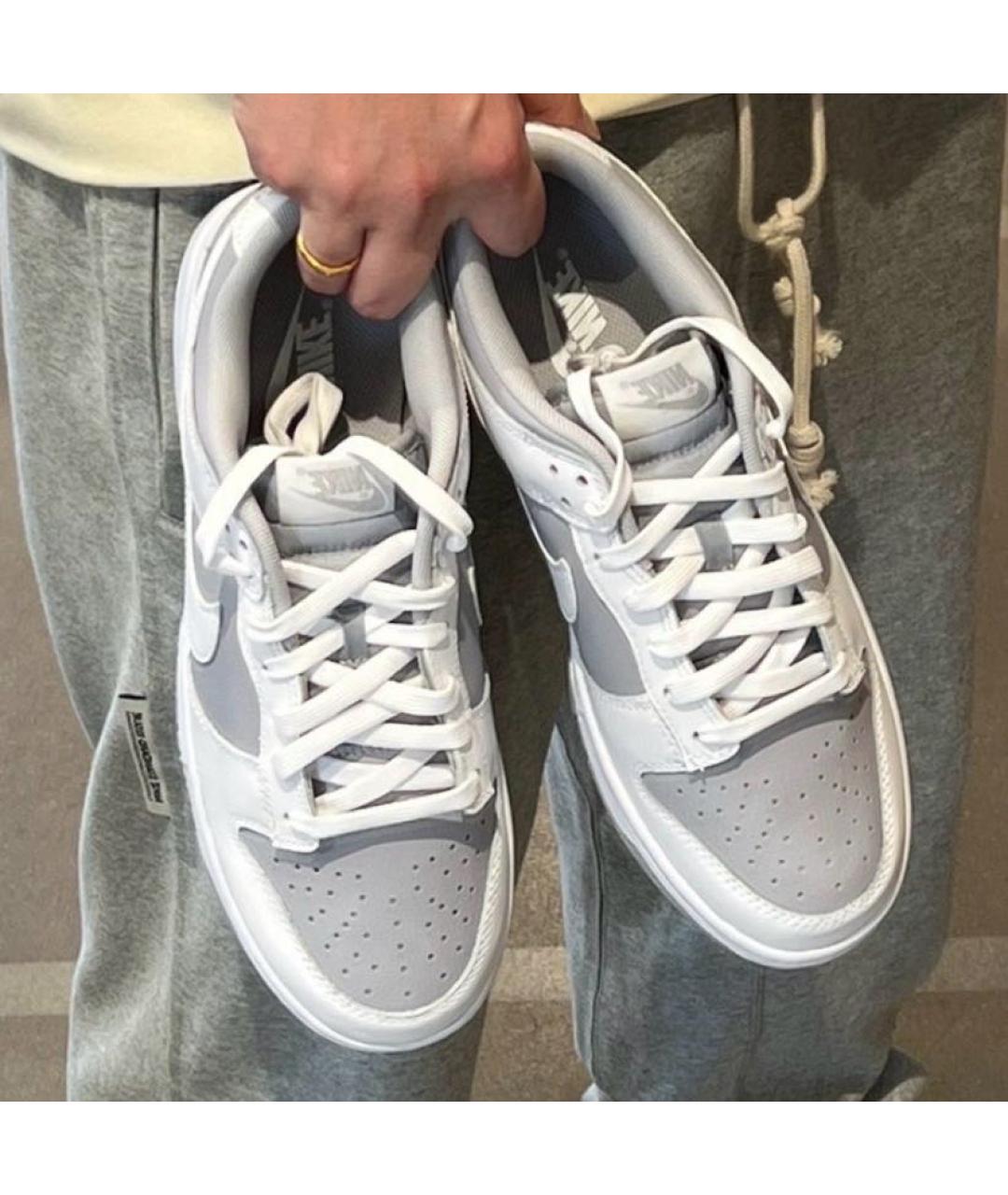 NIKE Серые кожаные низкие кроссовки / кеды, фото 5