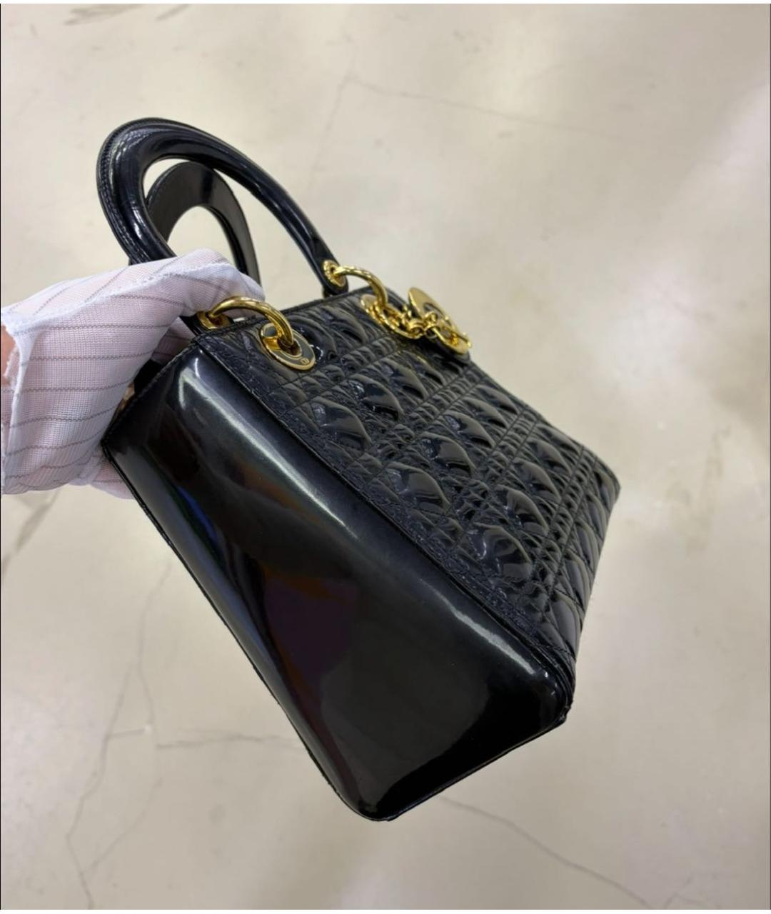 CHRISTIAN DIOR Черная кожаная сумка с короткими ручками, фото 2