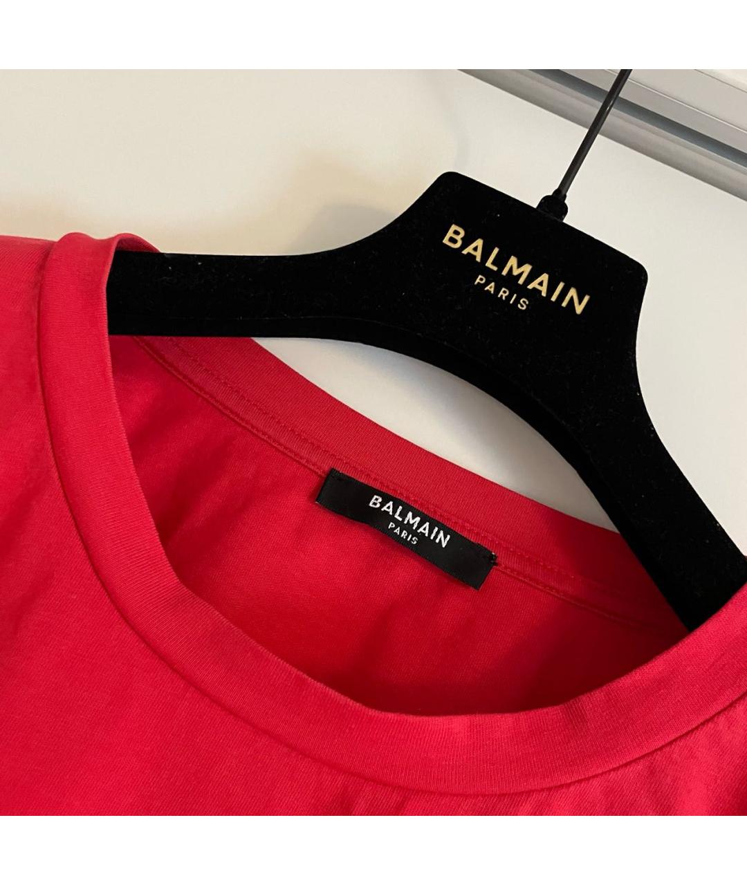 BALMAIN Красная хлопковая футболка, фото 5