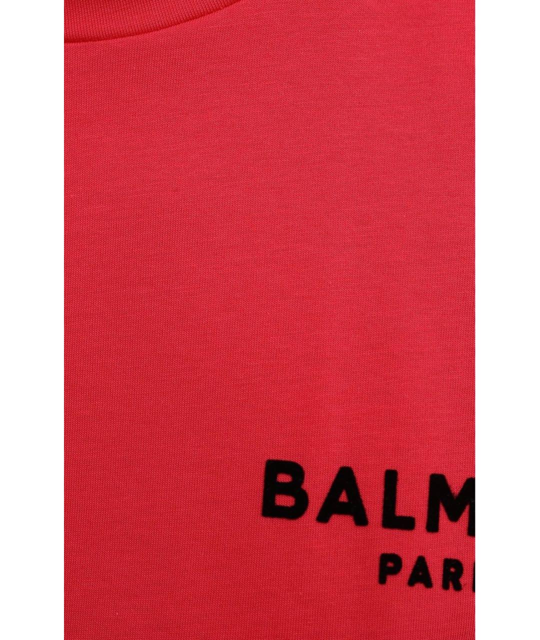 BALMAIN Красная хлопковая футболка, фото 8