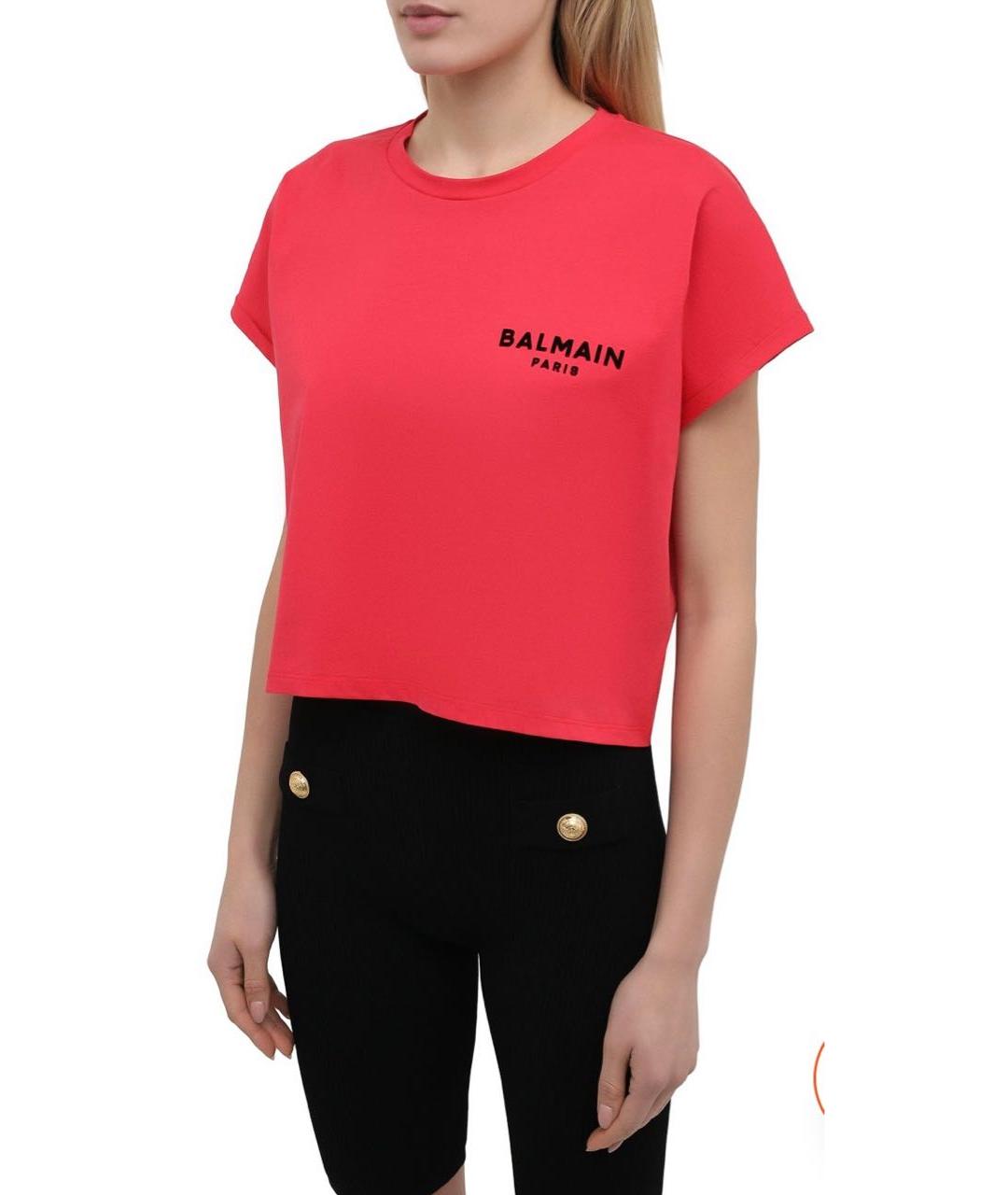 BALMAIN Красная хлопковая футболка, фото 2