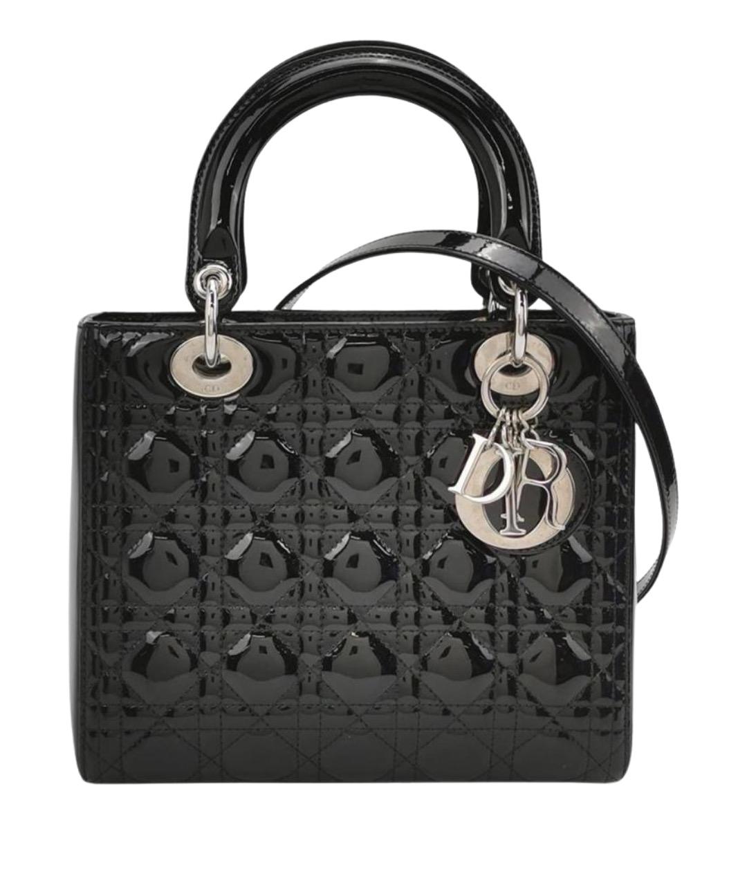 CHRISTIAN DIOR Черная сумка с короткими ручками из лакированной кожи, фото 1