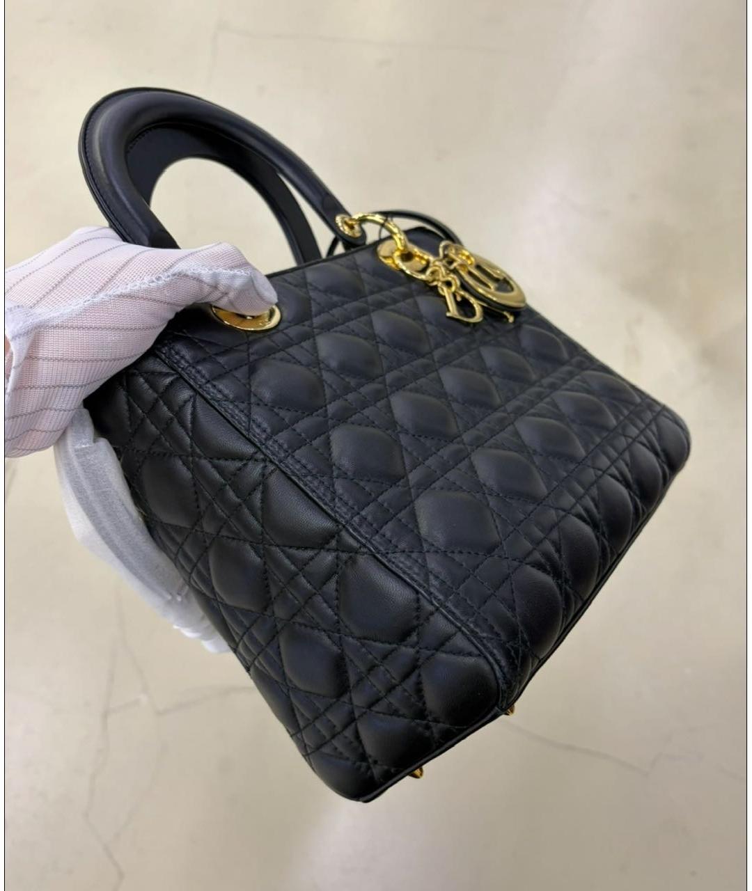 CHRISTIAN DIOR Черная кожаная сумка с короткими ручками, фото 3