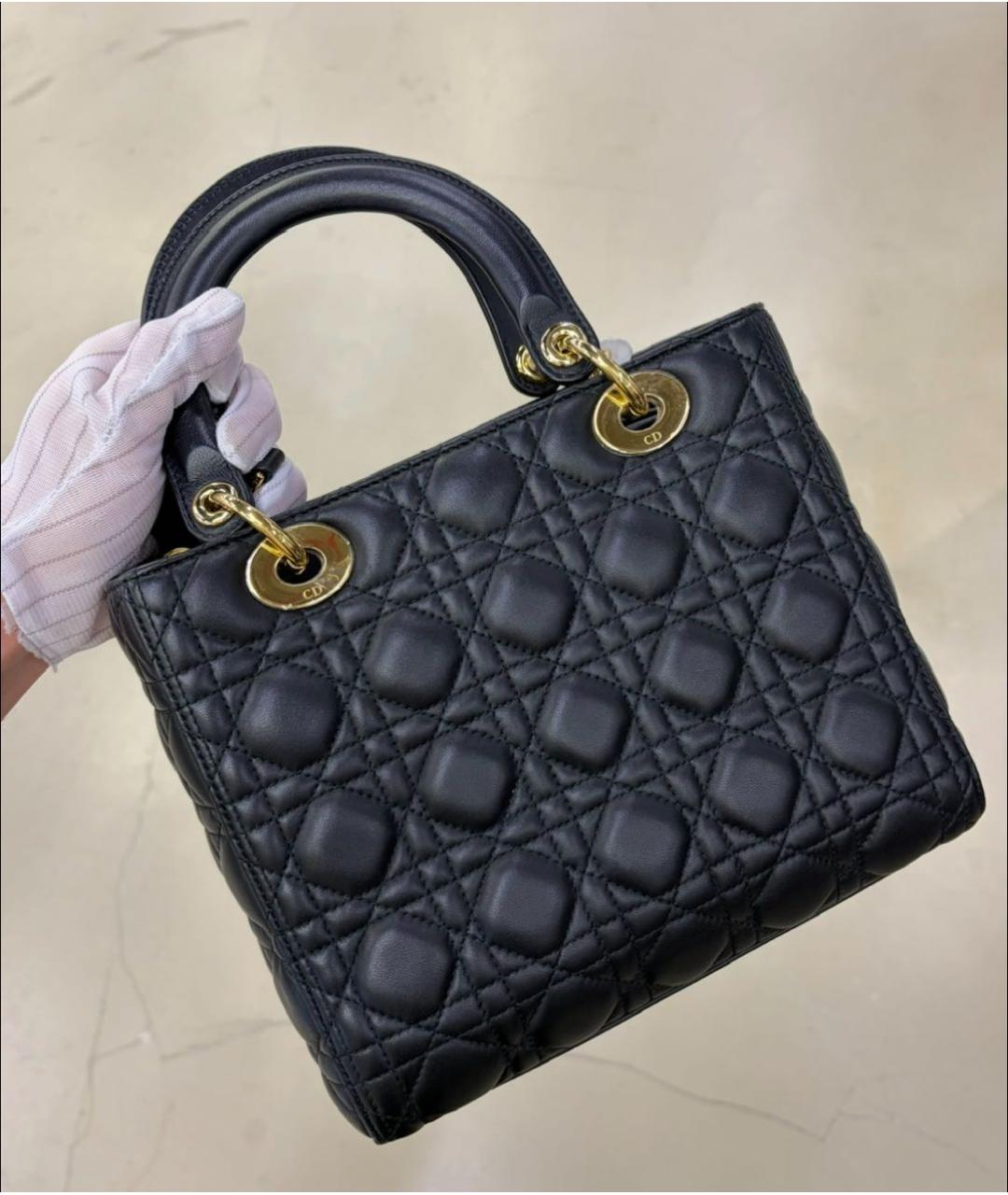 CHRISTIAN DIOR Черная кожаная сумка с короткими ручками, фото 2