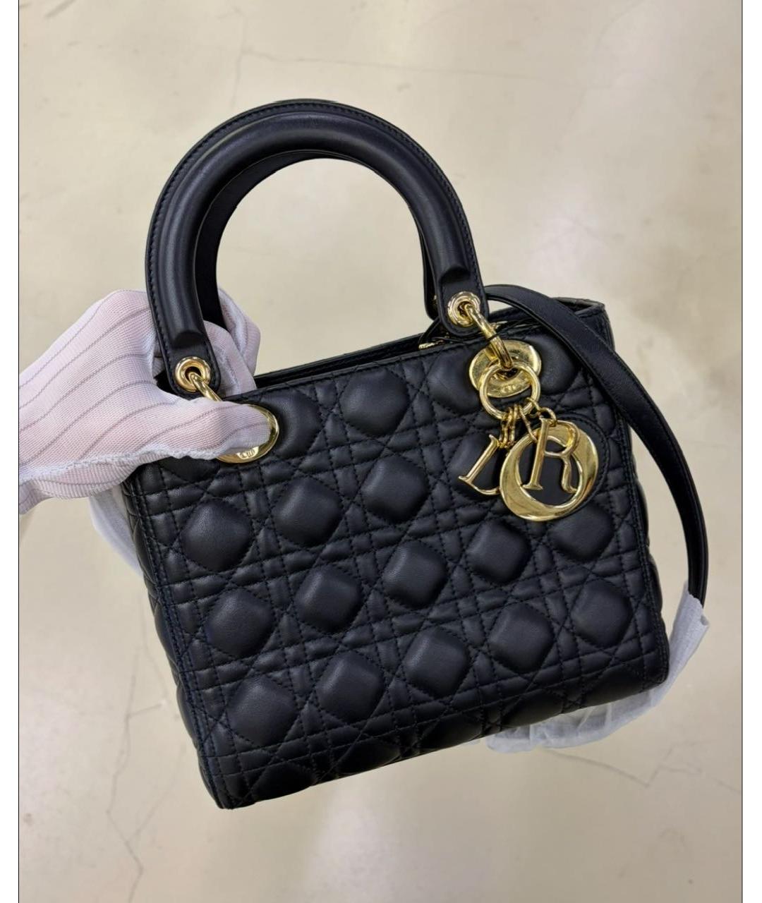 CHRISTIAN DIOR Черная кожаная сумка с короткими ручками, фото 4