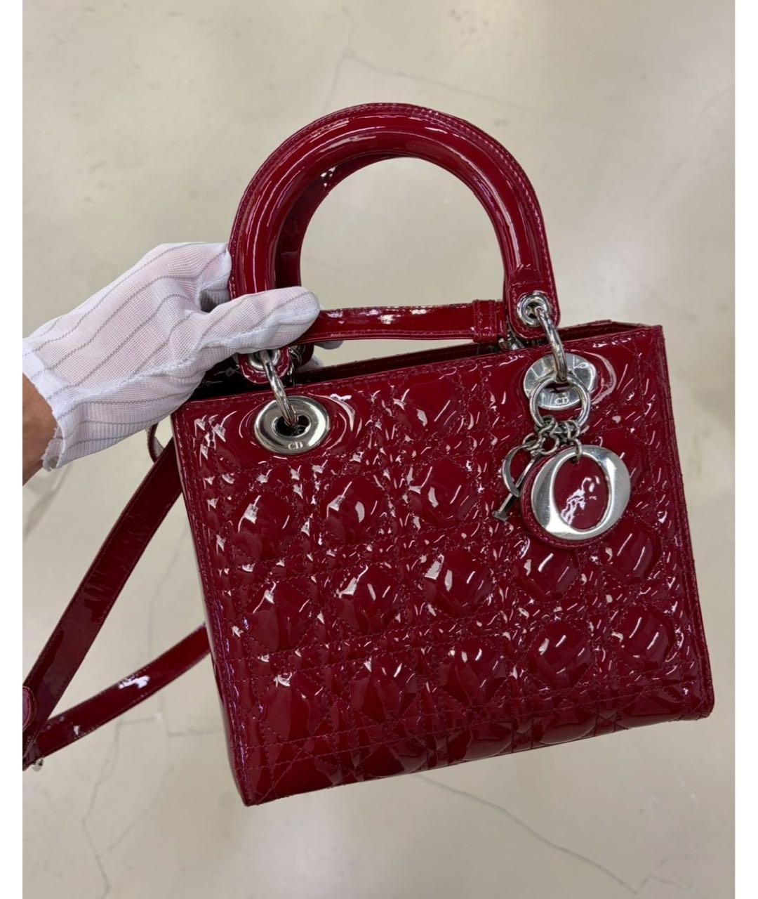 CHRISTIAN DIOR Красная кожаная сумка с короткими ручками, фото 2