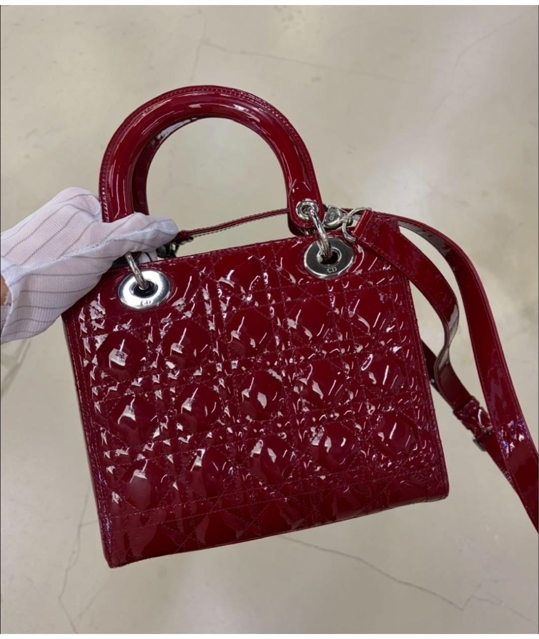 CHRISTIAN DIOR Красная кожаная сумка с короткими ручками, фото 4