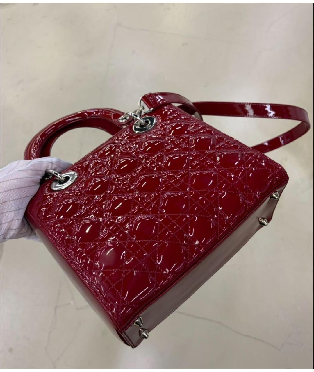 CHRISTIAN DIOR Красная кожаная сумка с короткими ручками, фото 5