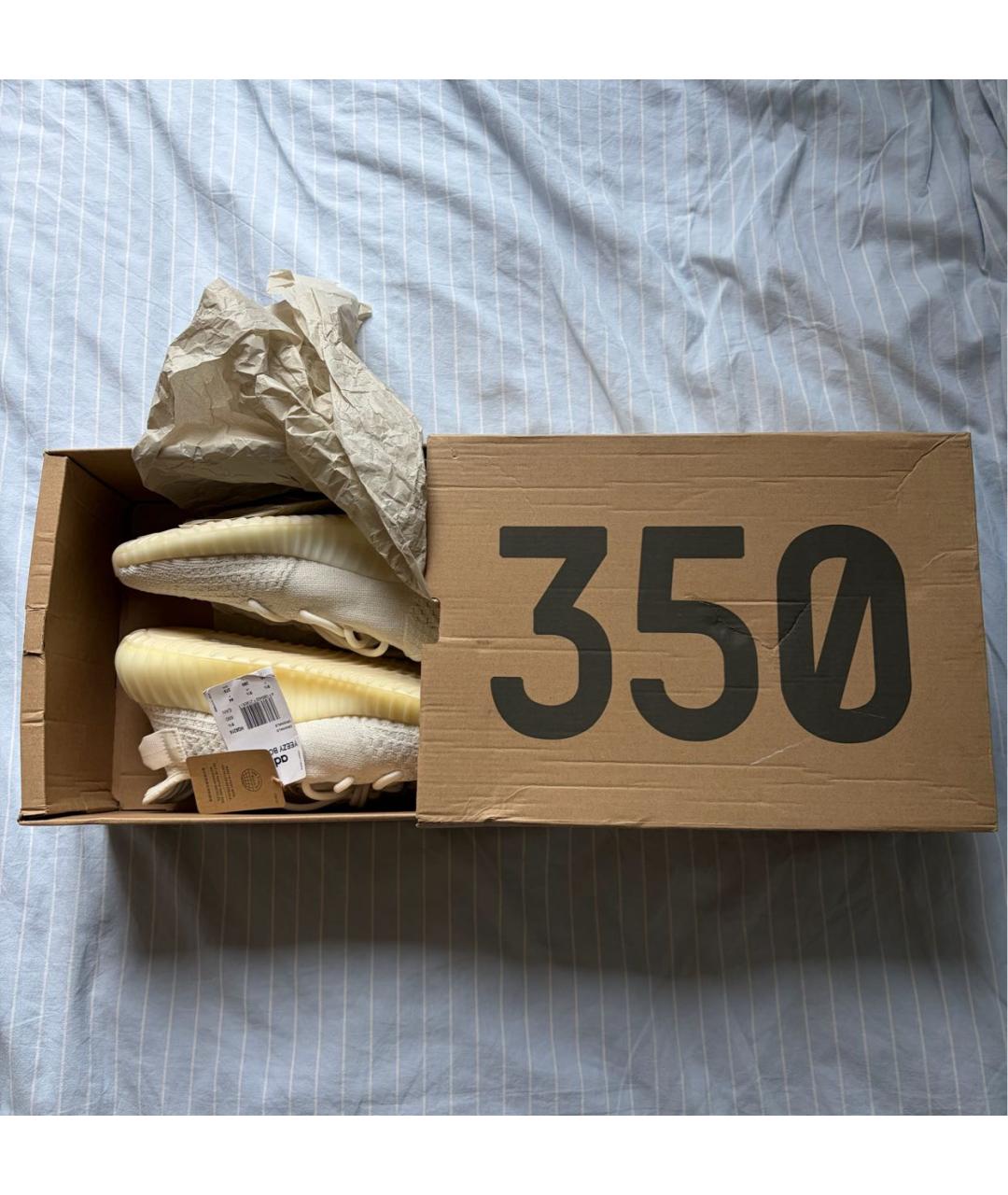 ADIDAS YEEZY Белые текстильные низкие кроссовки / кеды, фото 8
