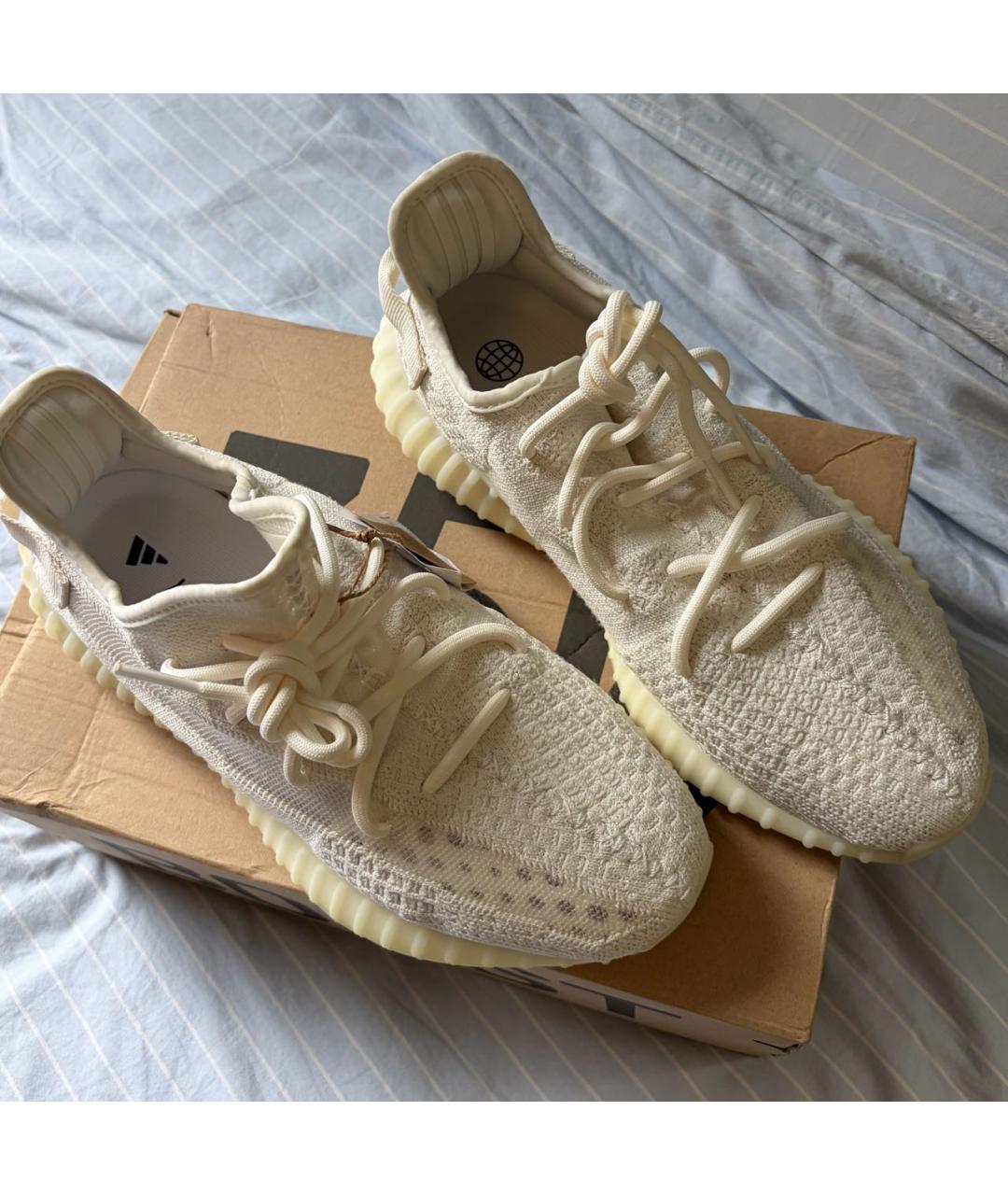 ADIDAS YEEZY Белые текстильные низкие кроссовки / кеды, фото 4