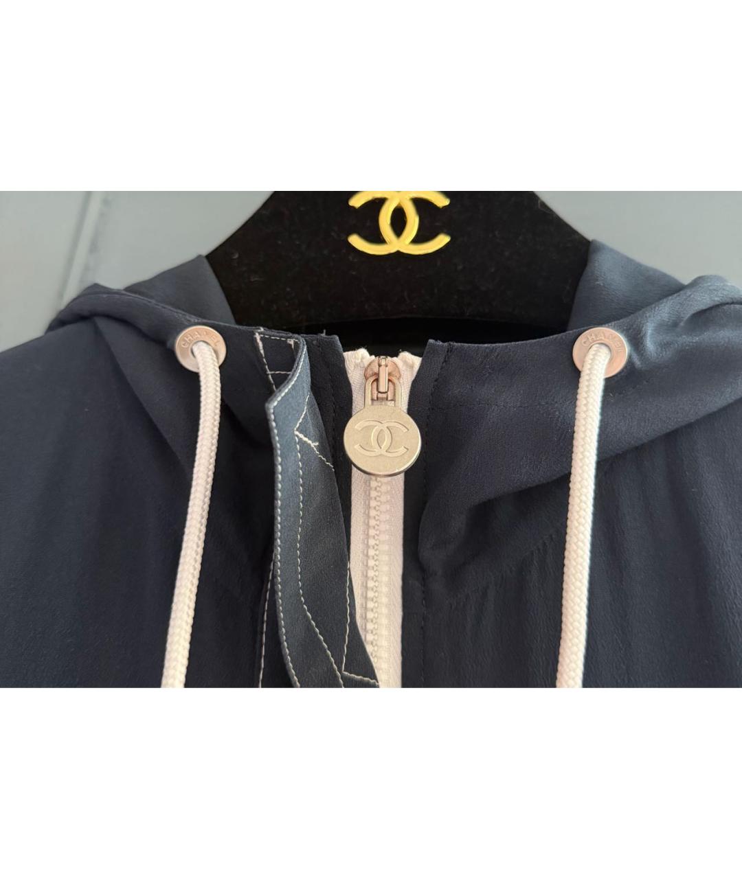 CHANEL Темно-синяя шелковая куртка, фото 4