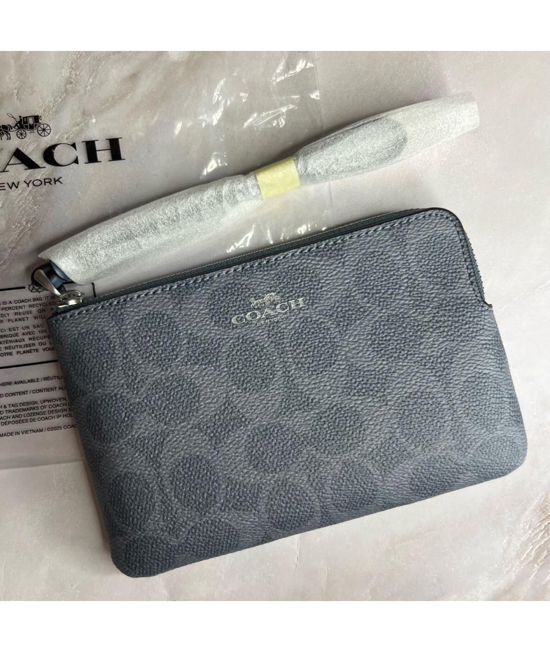 COACH Серый кожаный кошелек, фото 2