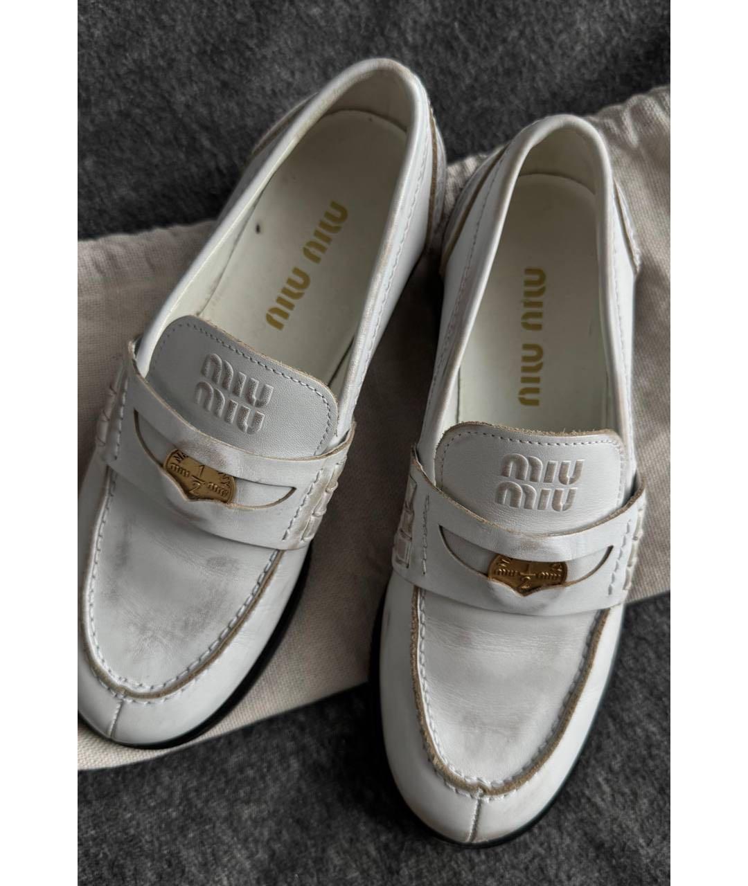 MIU MIU Белые кожаные лоферы, фото 4