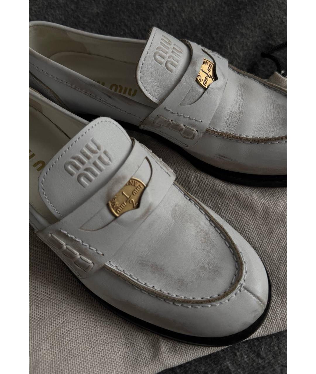 MIU MIU Белые кожаные лоферы, фото 5