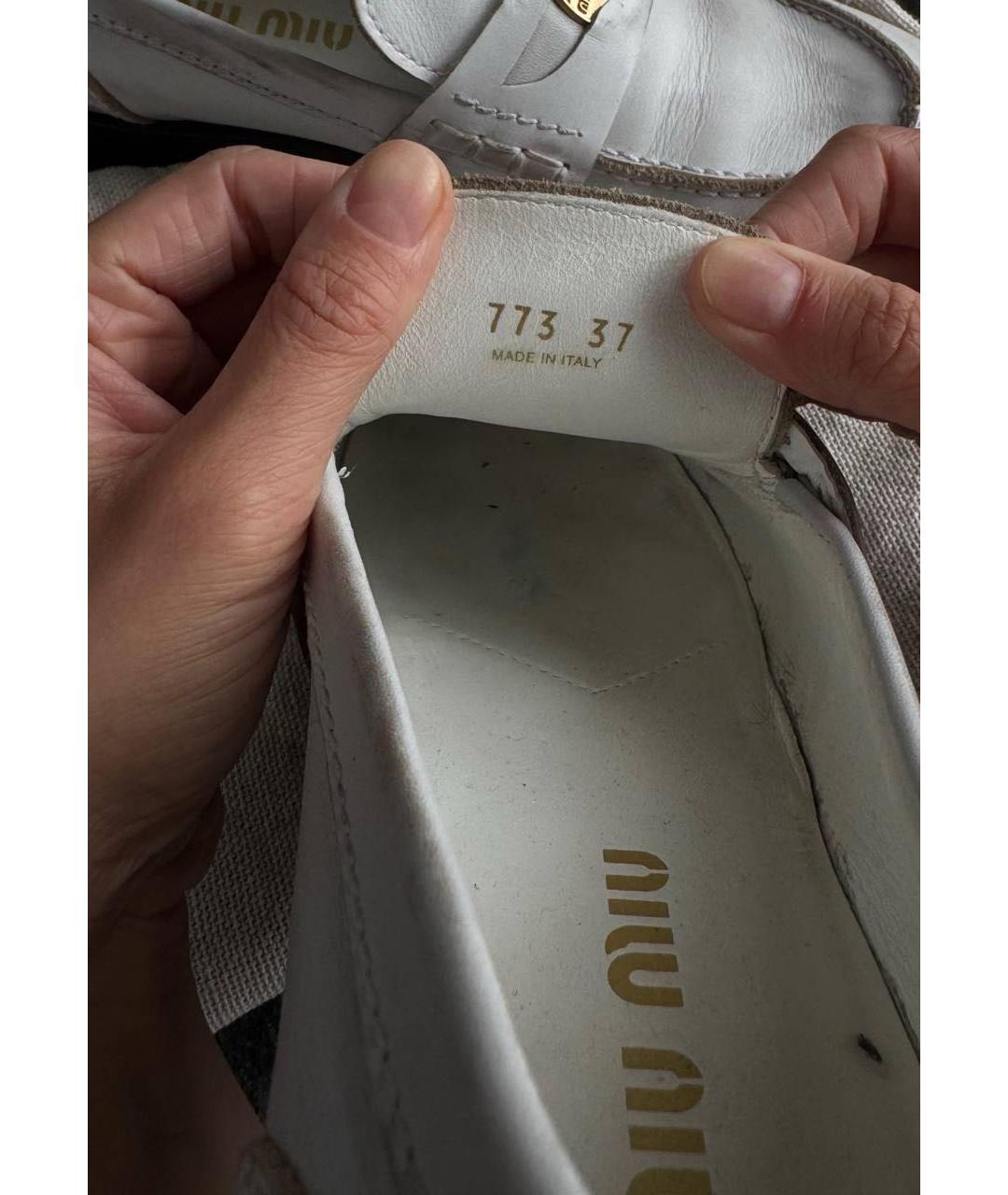 MIU MIU Белые кожаные лоферы, фото 8