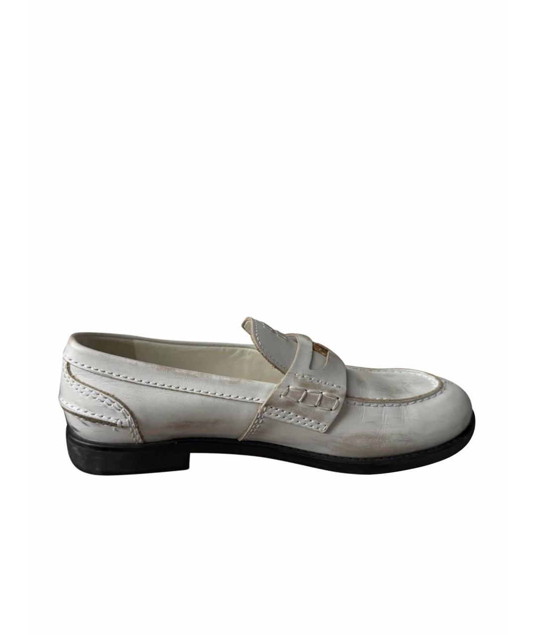MIU MIU Белые кожаные лоферы, фото 1